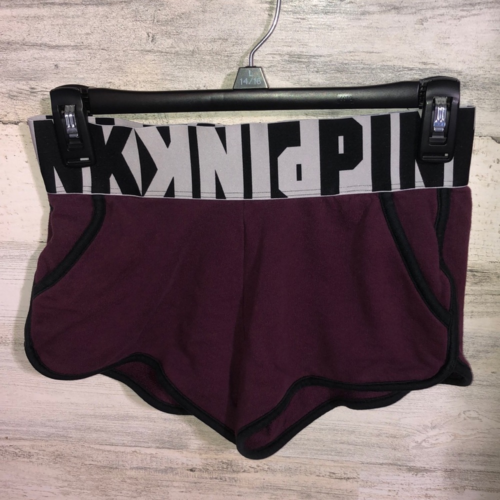 Pink Victoria’s Secret maroon/black booty shorts size XS summer lounge comfy​​